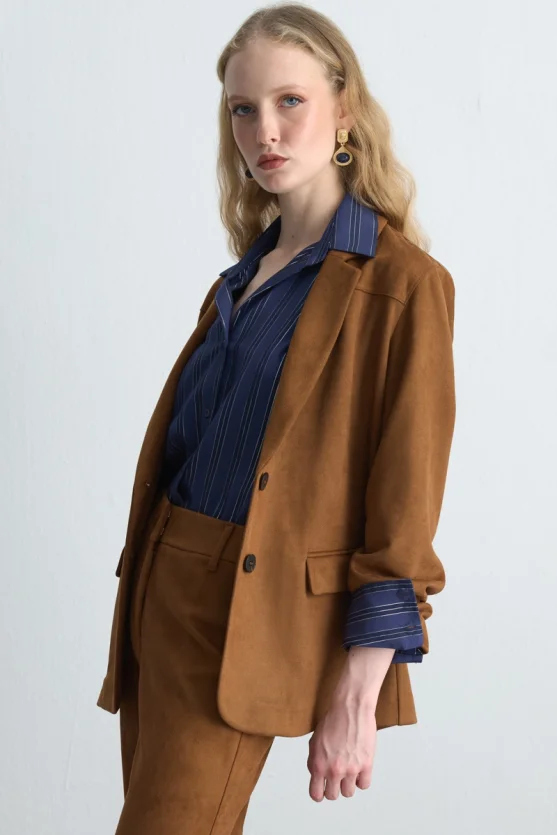 Suede Blazer Jacket Tan - Gusto