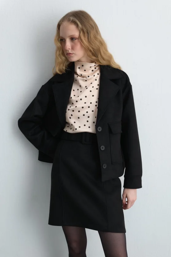 Suede Jacket with Pockets - Black - 5