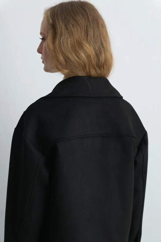 Suede Jacket with Pockets Black - 6