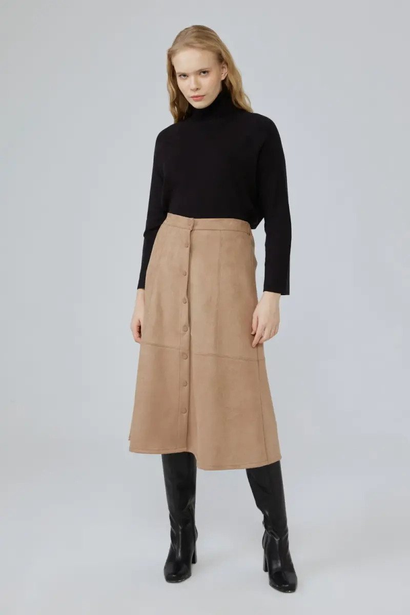 Camel suede cheap skirt