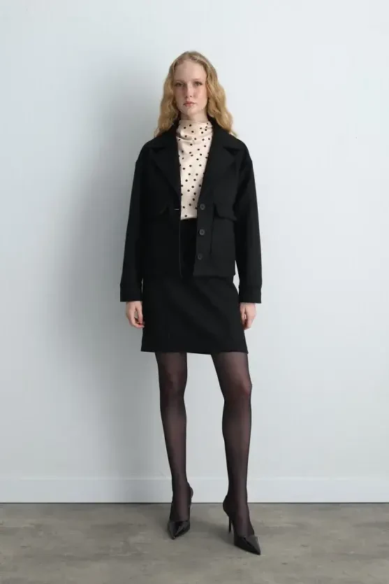 Suede Mini Skirt - Black - 3