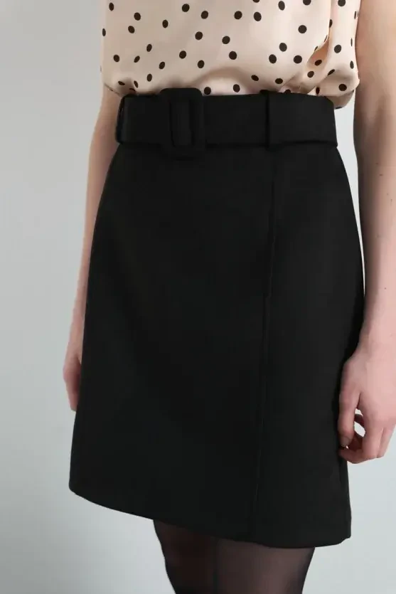 Suede Mini Skirt - Black - 2