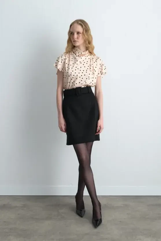 Suede Mini Skirt - Black - Gusto