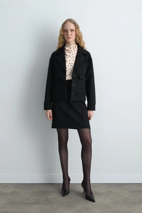 Suede Mini Skirt Black - 3