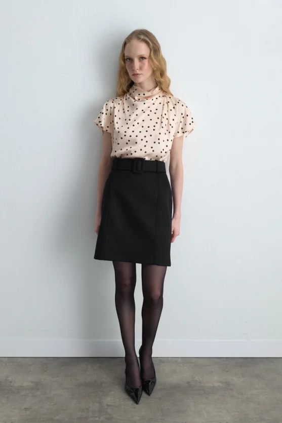Suede Mini Skirt Black - 4