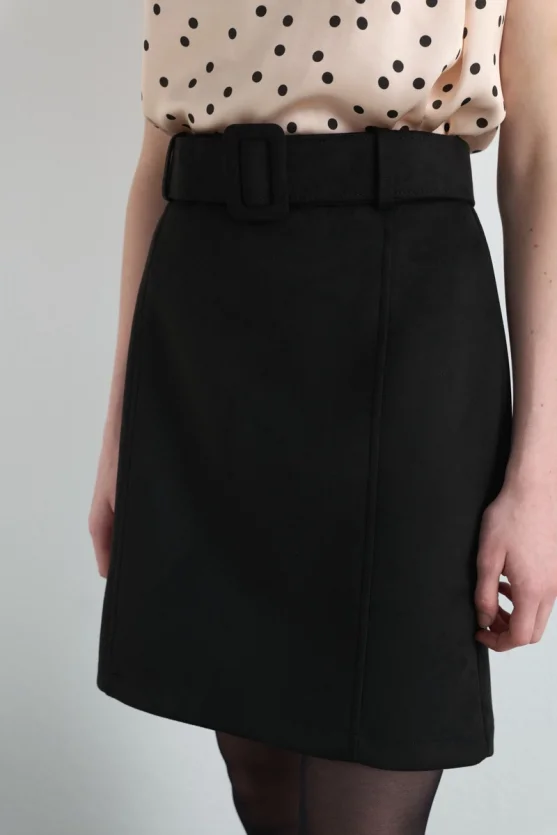 Suede Mini Skirt Black - 2