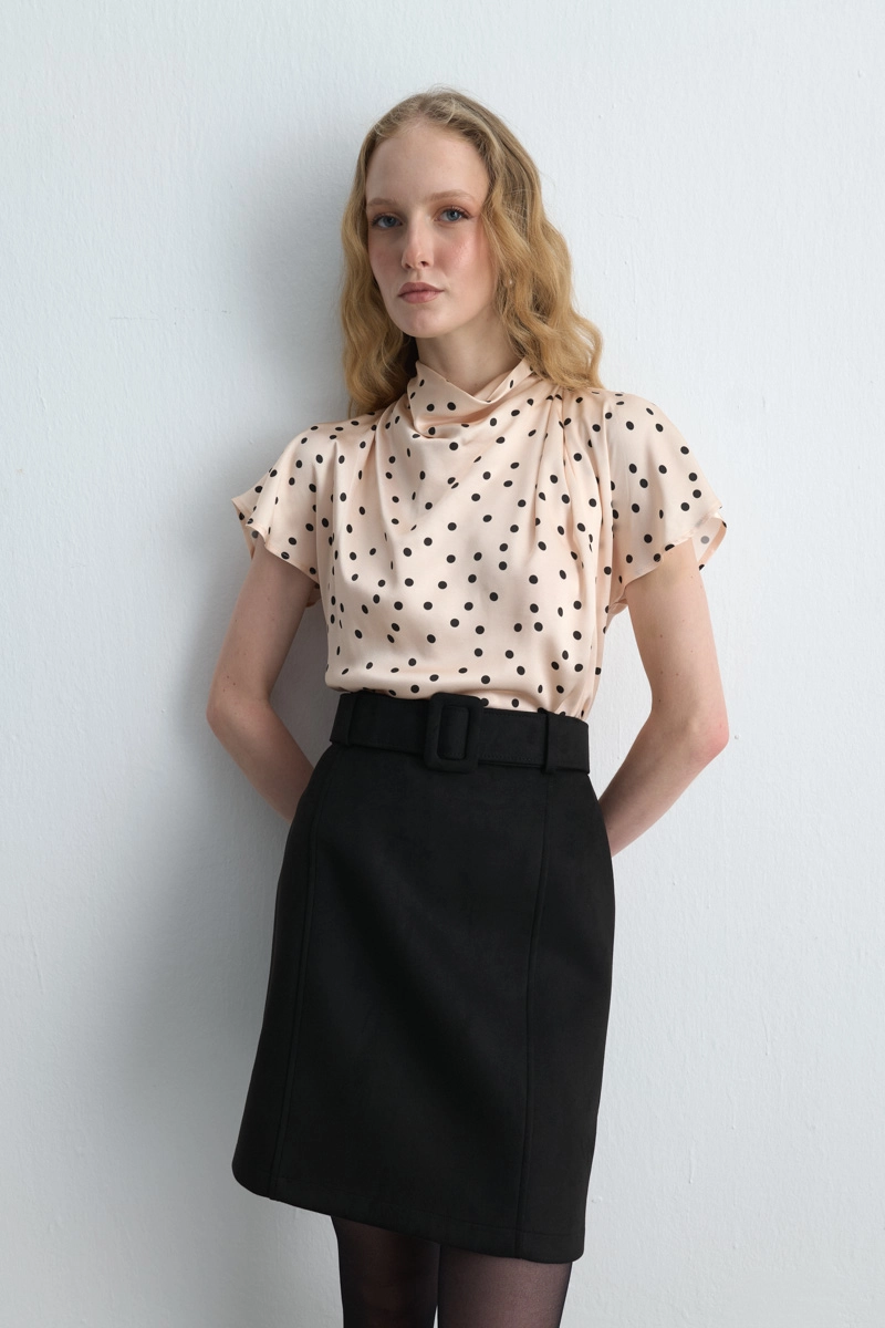 Suede Mini Skirt Black - Gusto