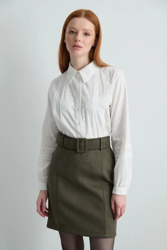 Suede Mini Skirt Khaki - Gusto