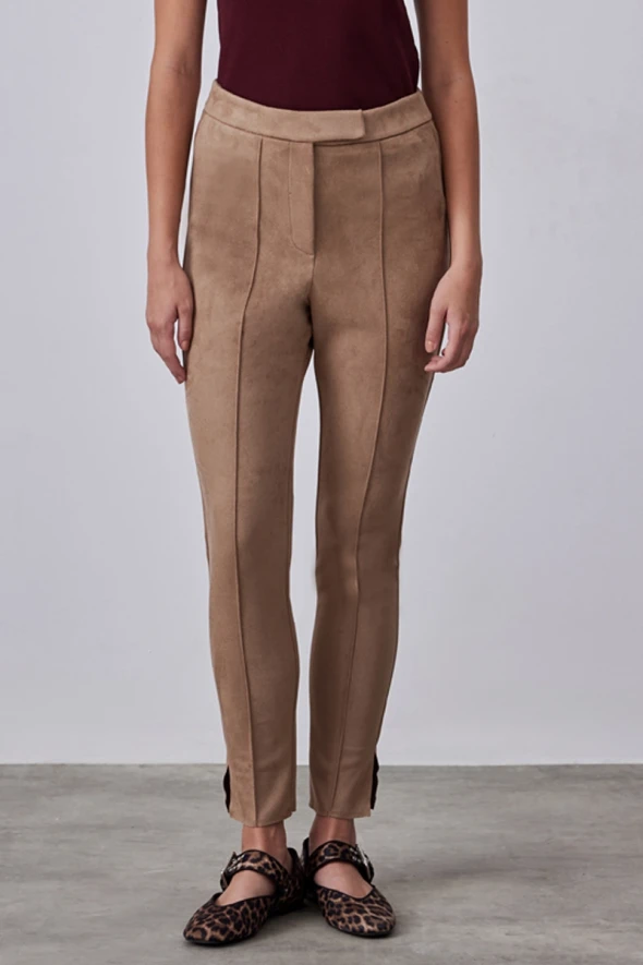 Suede Pants - Beige - 1