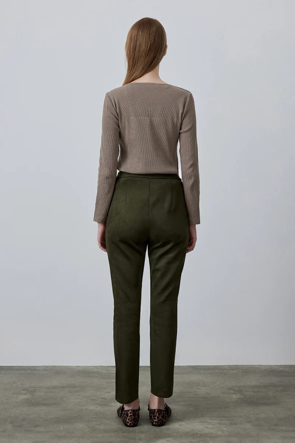 Suede Pants - Khaki - 4