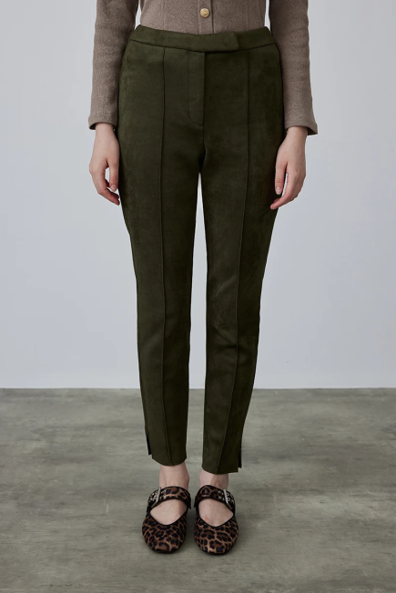 Suede Pants - Khaki - Gusto