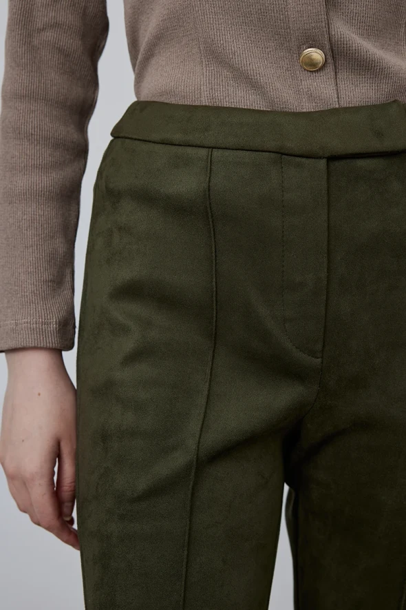 Suede Pants - Khaki - 3