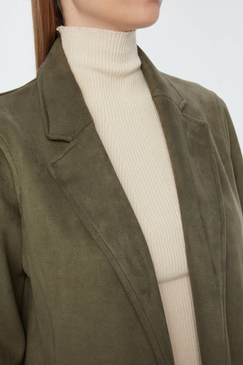 Suede Relaxed Fit Jacket - Khaki - 3