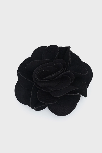 Suede Rose Brooch - Black Black