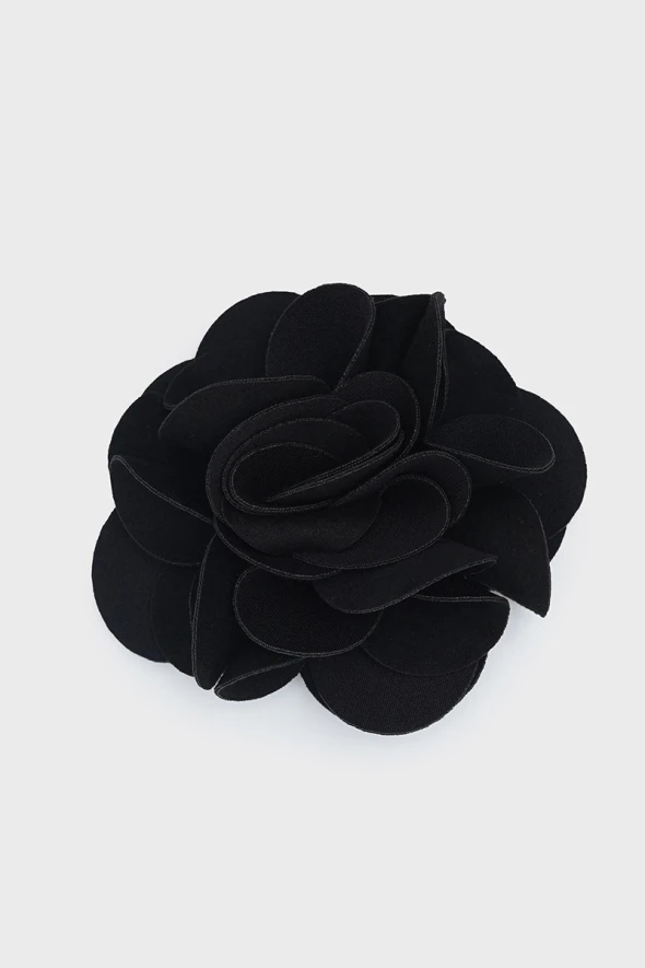 Suede Rose Brooch - Black - 1