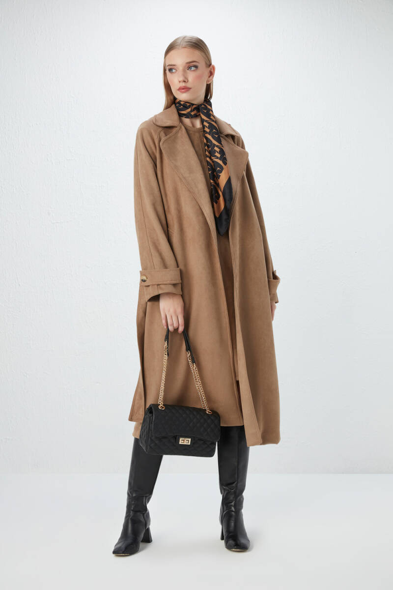 Camel suede 2025 trench coat