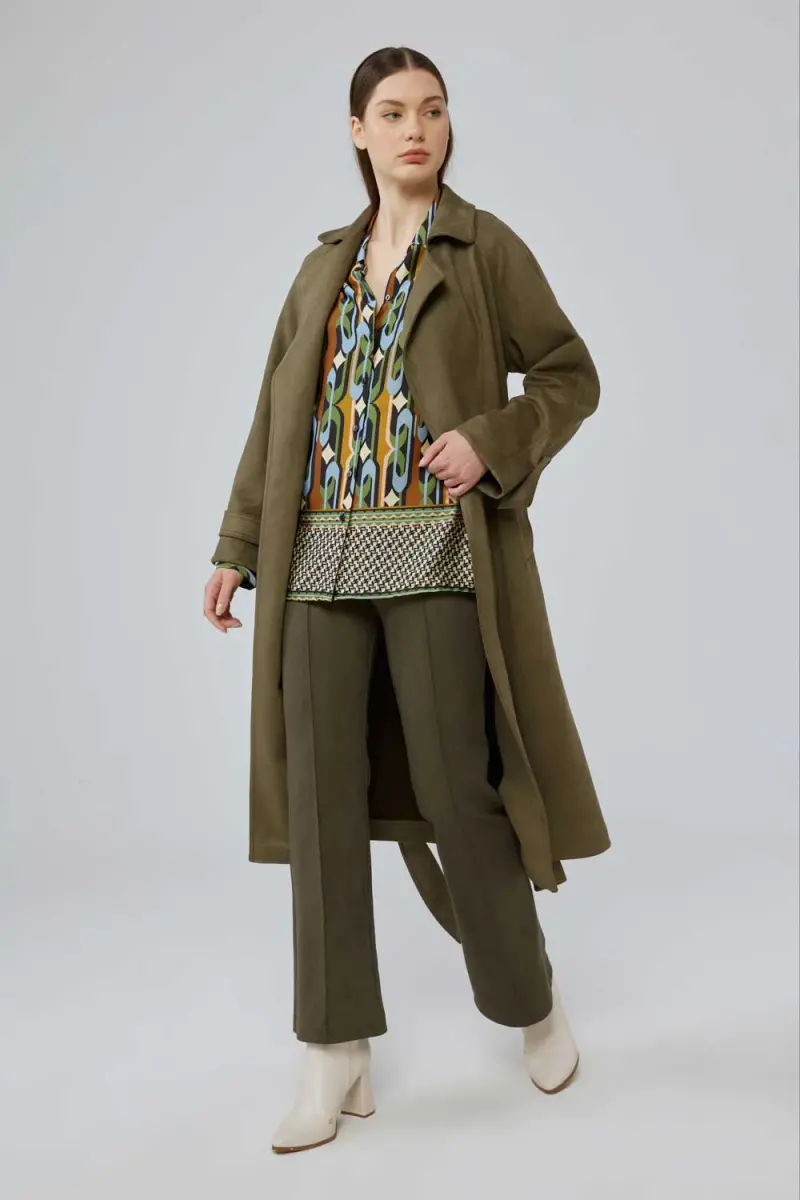 Zara khaki best sale long coat