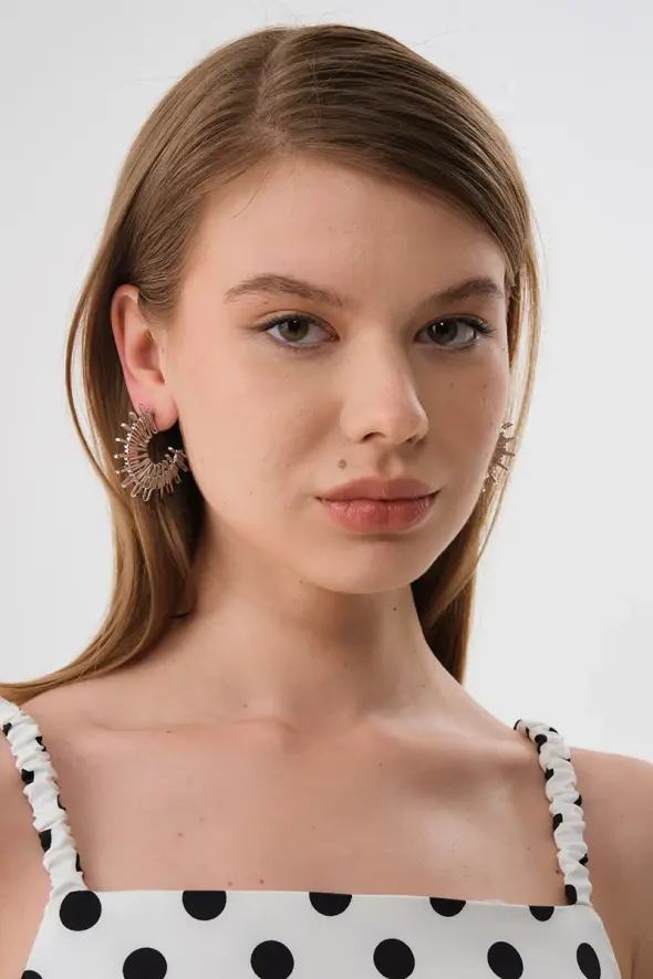Sun Design Earrings - Silver - 2