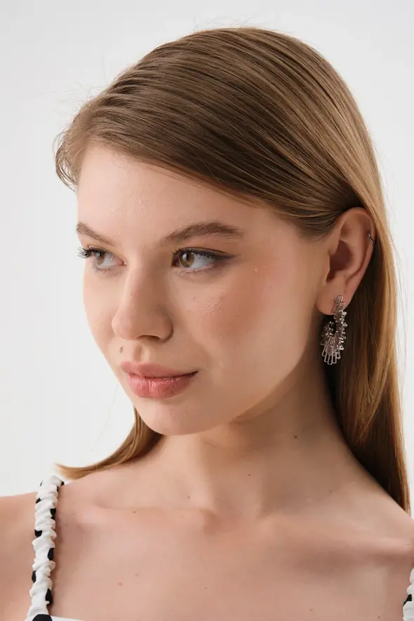 Sun Design Earrings - Silver - 3