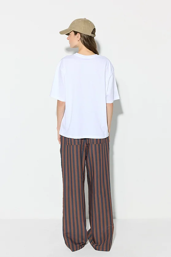 Swallow Print Relaxed Fit Cotton T-Shirt - White - 7