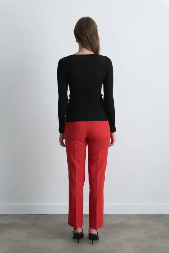 Sweetheart Neck Cotton Blouse - Black - 4