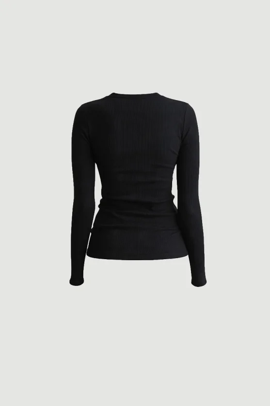 Sweetheart Neck Cotton Blouse Black - Gusto