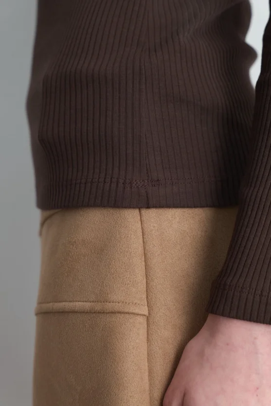 Sweetheart Neck Cotton Blouse Brown - 4