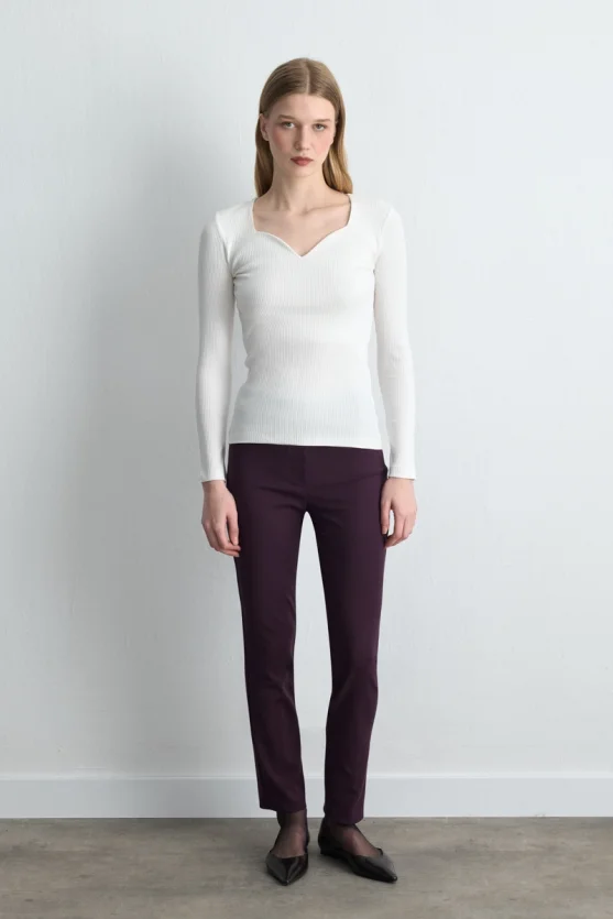 Sweetheart Neck Cotton Blouse Ecru - Gusto