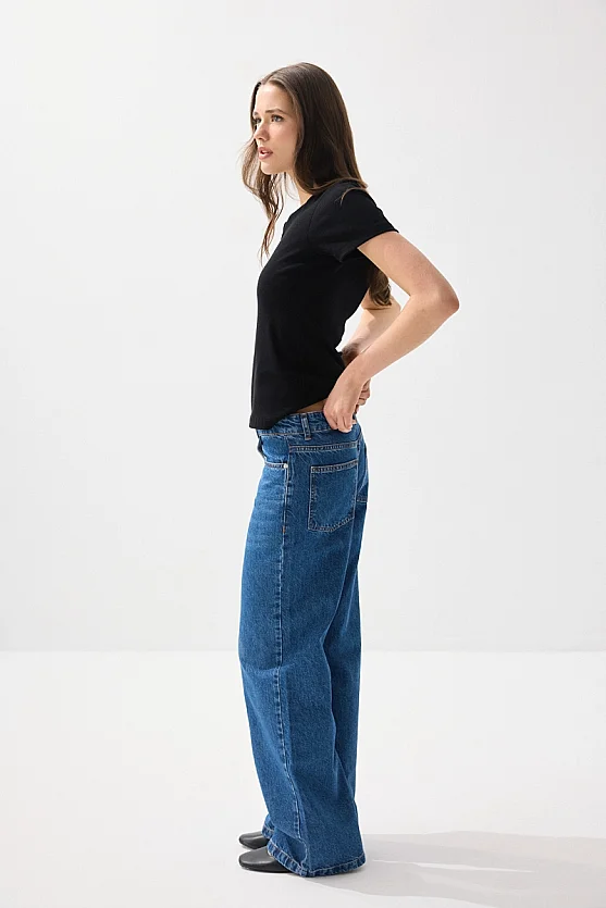 Sweetheart Neck Cotton Ribbed Blouse - Black - Gusto