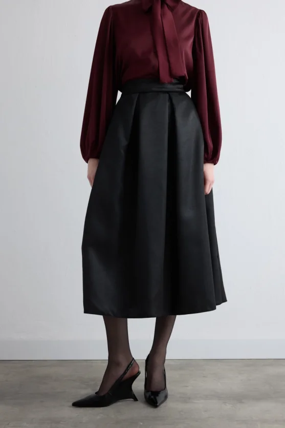 Taffeta Midi Skirt Black - Gusto