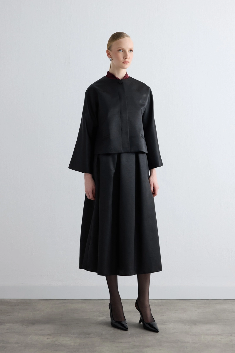 Taffeta Midi Skirt Black - Gusto