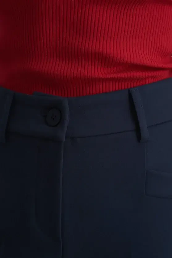 Tapered Leg Pants - Navy Blue - 2