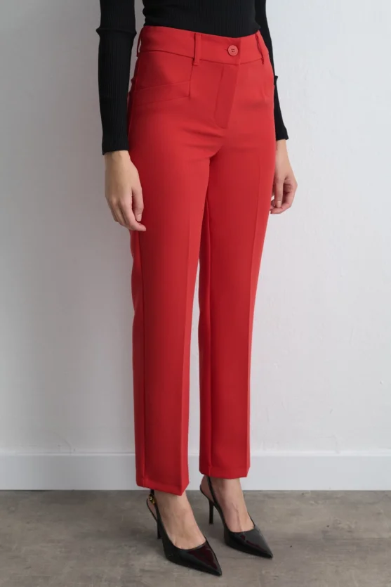 Tapered Leg Pants Red - Gusto