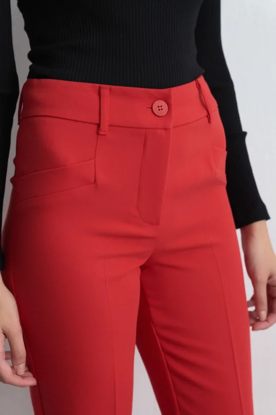 Tapered Leg Pants Red - 3
