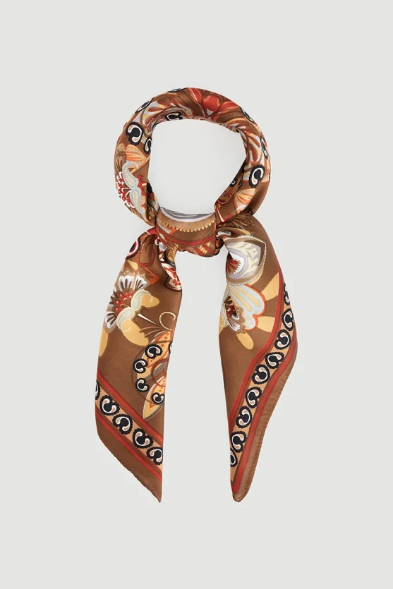 Teardrop Pattern Scarf Brown - 2