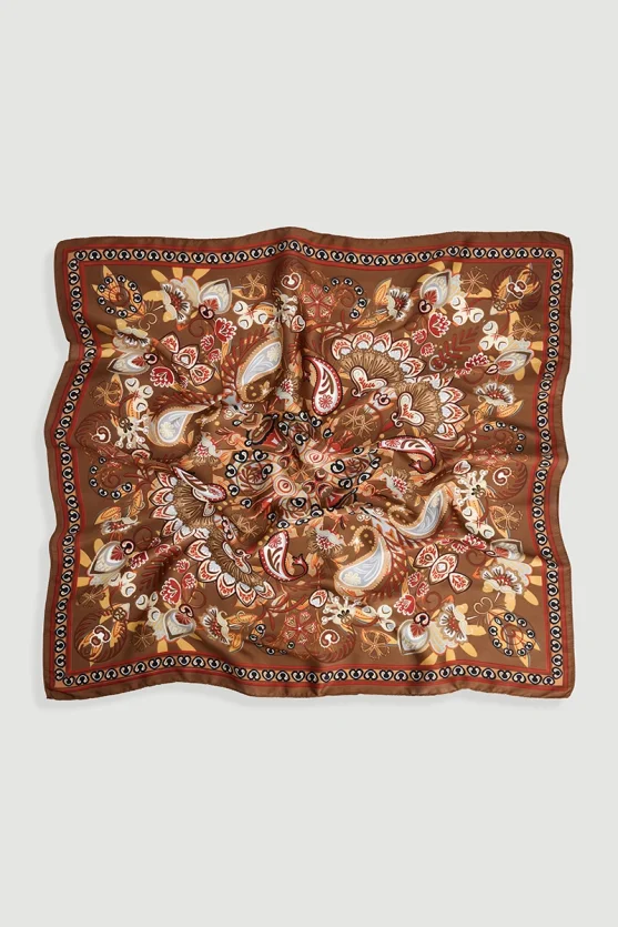 Teardrop Pattern Scarf Brown - 1