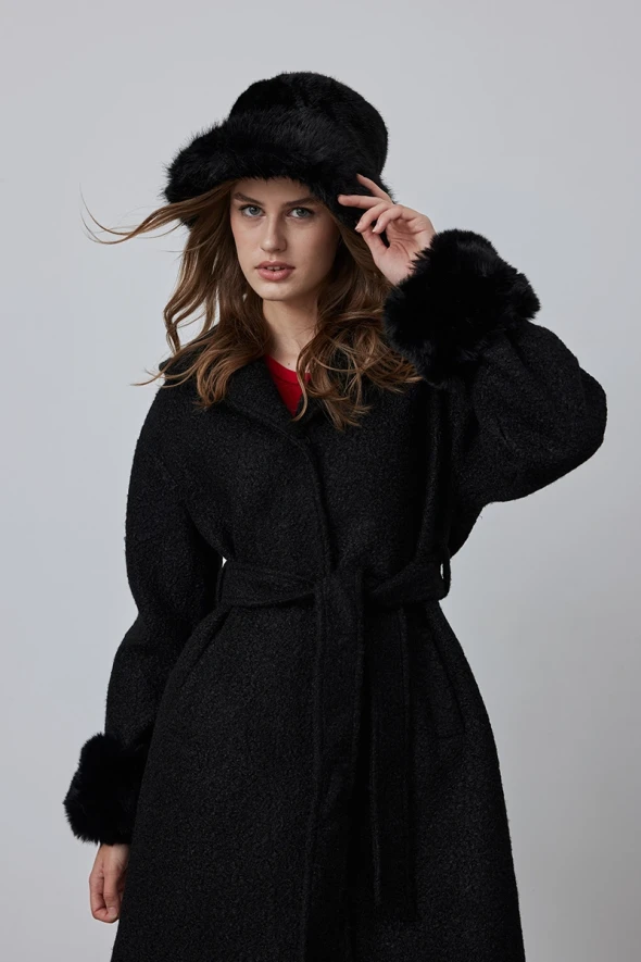 Teddy Coat with Hood - Black - 3