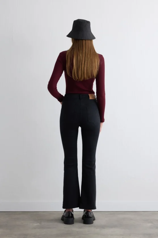 Tencel Denim Black Flare Pants - Black - 9