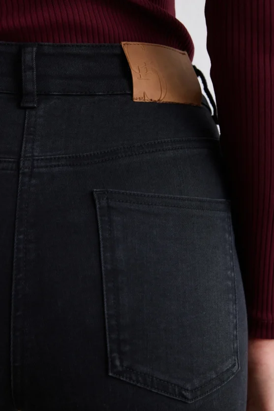 Tencel Denim Black Flare Pants Black - 7