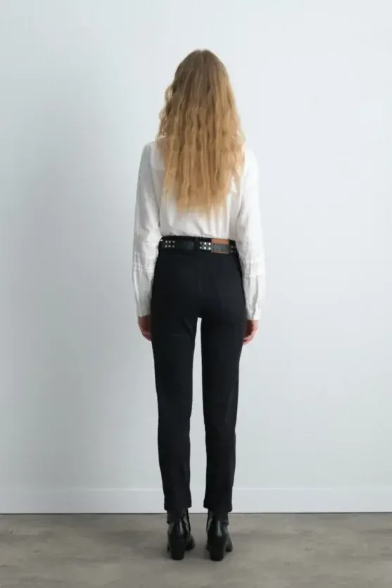 Tencel Denim Black Slim Pants - Black - Gusto