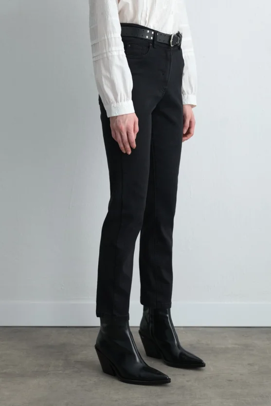 Tencel Denim Black Slim Pants Black - Gusto