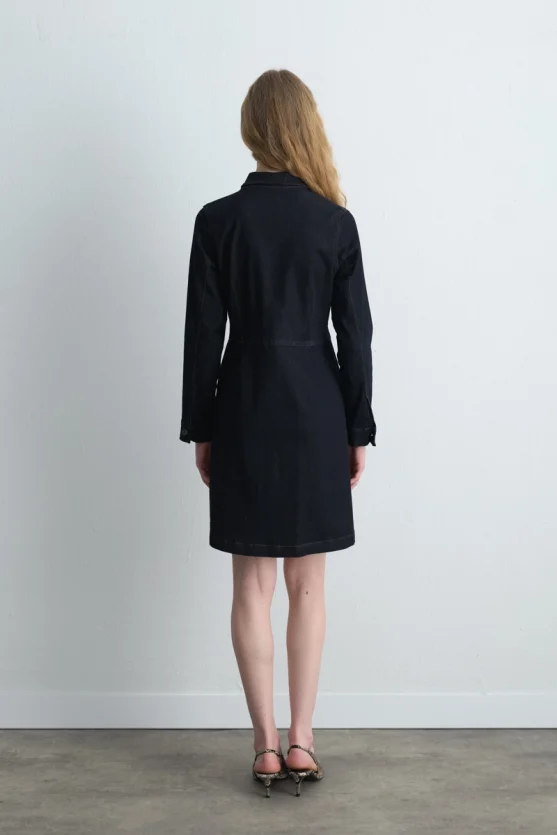 Tencel Denim Dress Navy Blue - Gusto