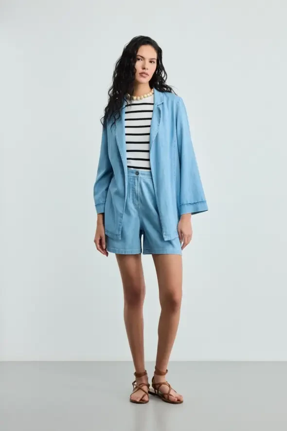 Tencel Denim Jacket - Blue - 4