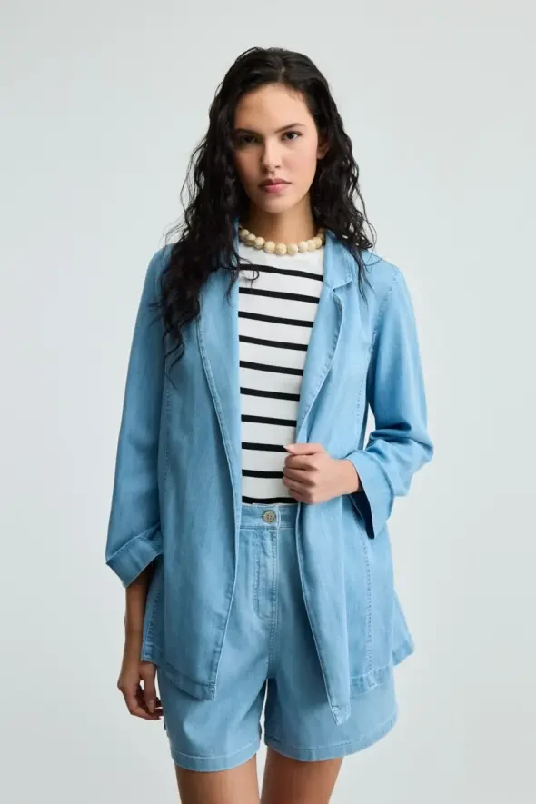 Tencel Denim Jacket - Blue - 6