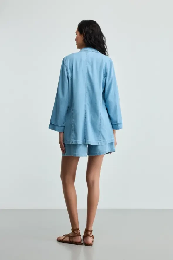 Tencel Denim Jacket - Blue - 8