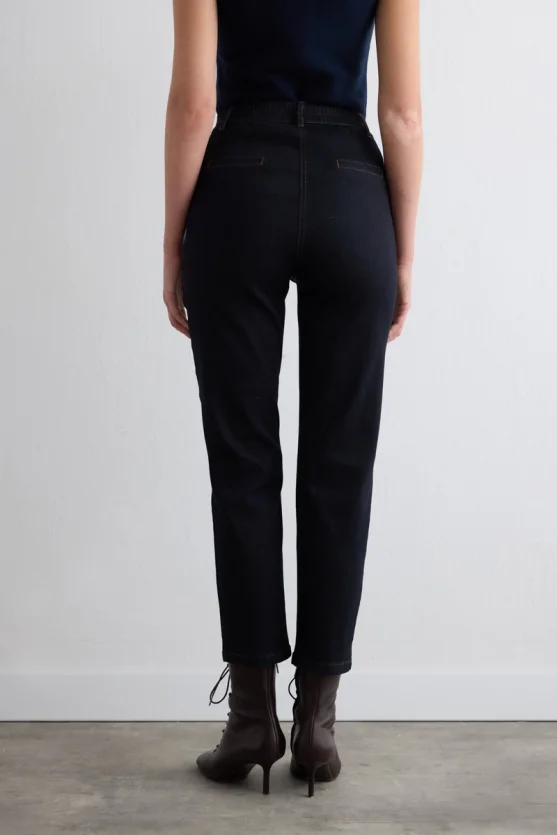 Tencel Denim Mom Pants Navy - 6