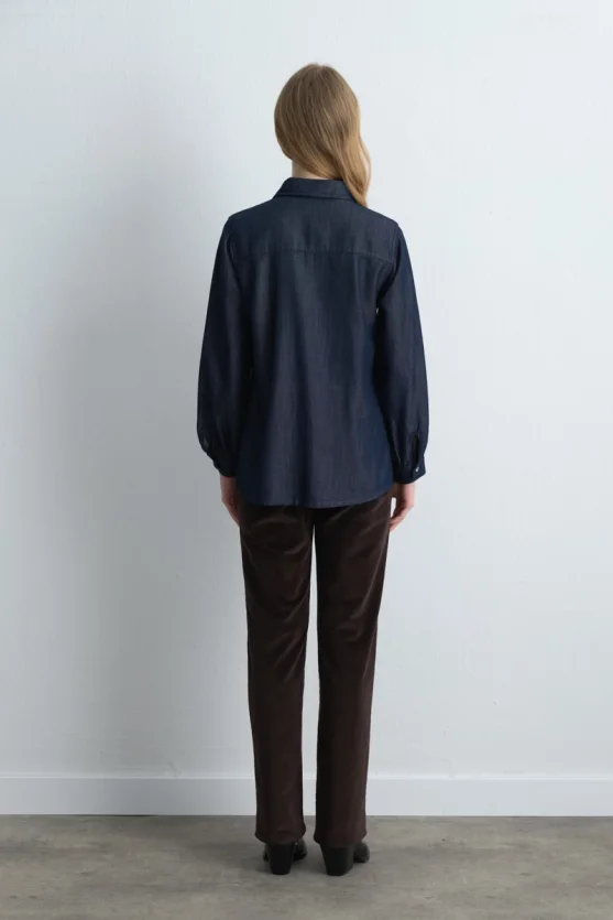 Tencel Denim Shirt - Navy Blue - Gusto