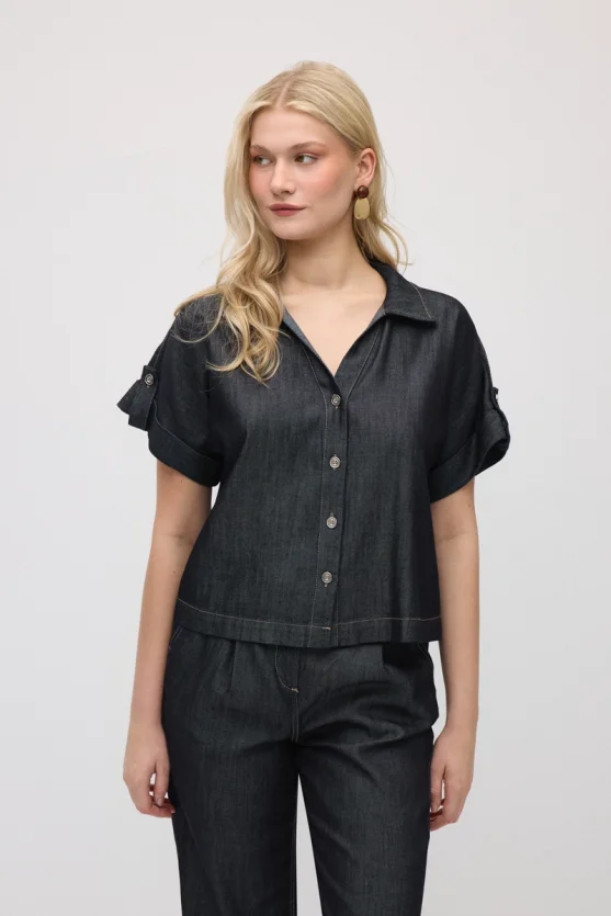 Tencel Denim Shirt - Navy Blue - Gusto