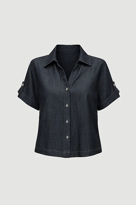 Tencel Denim Shirt - Navy Blue - Gusto