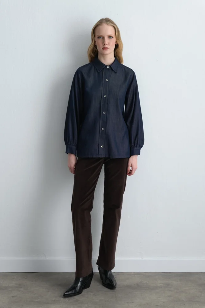 Tencel Denim Shirt Navy Blue Navy Blue